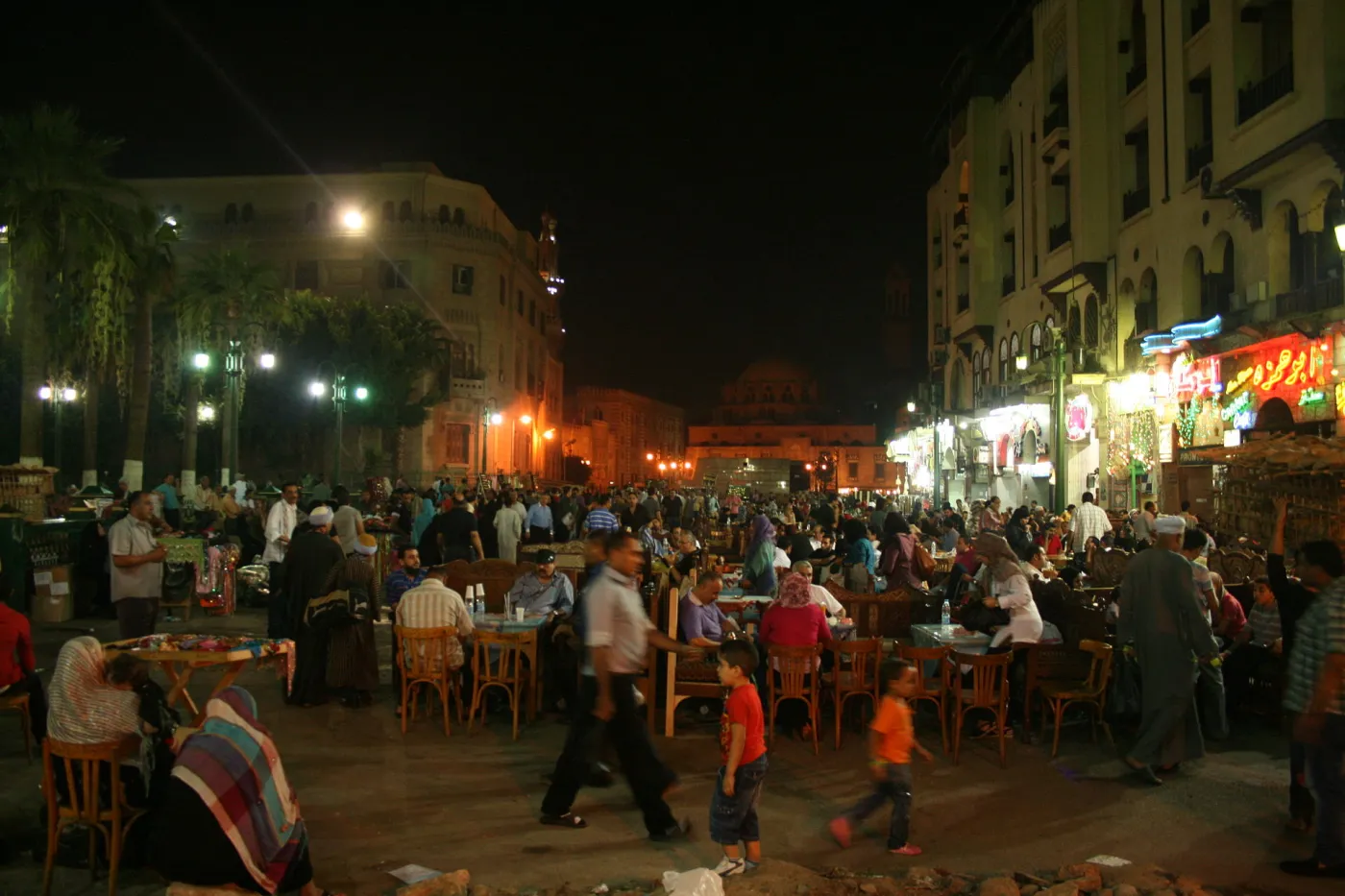The narrow lanes of the Khan el-Khalili bazaar in Cairo