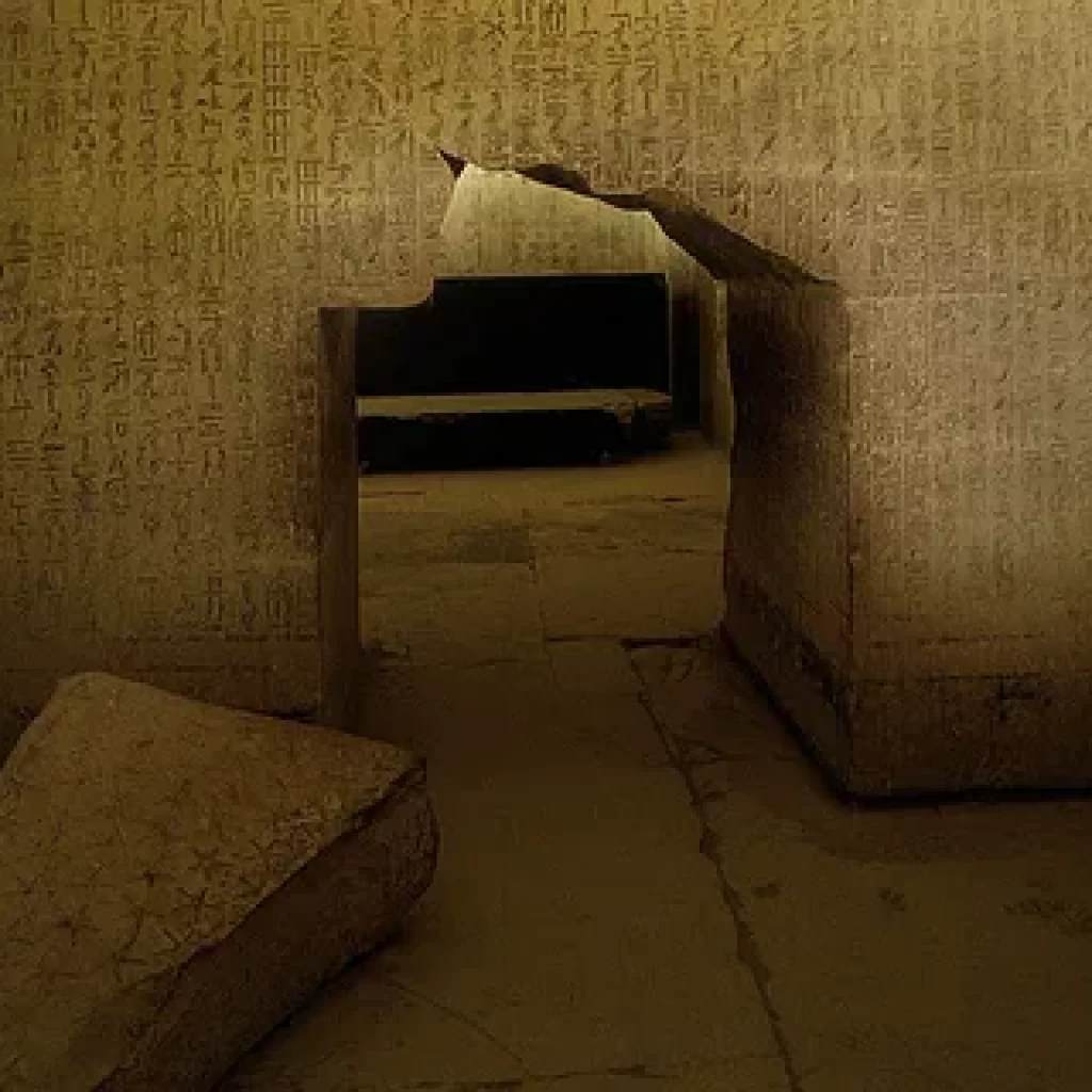 Inside the pyramid, Pyramid exploration, Ancient architecture, Burial chambers, Hieroglyphics, Hidden passages, Tomb mysteries, Preservation efforts, Archaeological discoveries, Egyptian civilization, Monumental structures