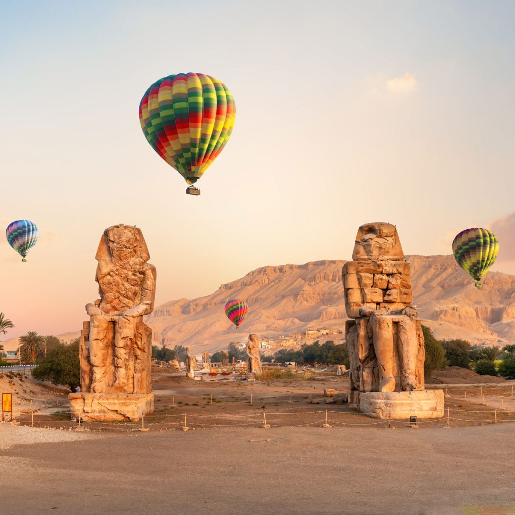 Hot Air Balloon in Luxor, Luxor aerial adventure, Egyptian ballooning experience, Nile River hot air balloon, Karnak temple view from above, Sunrise flight Luxor, Pharaoh's bird-eye view, Luxor sky tour, Floating over Luxor, Ancient Thebes balloon ride, Luxor dawn balloon flight