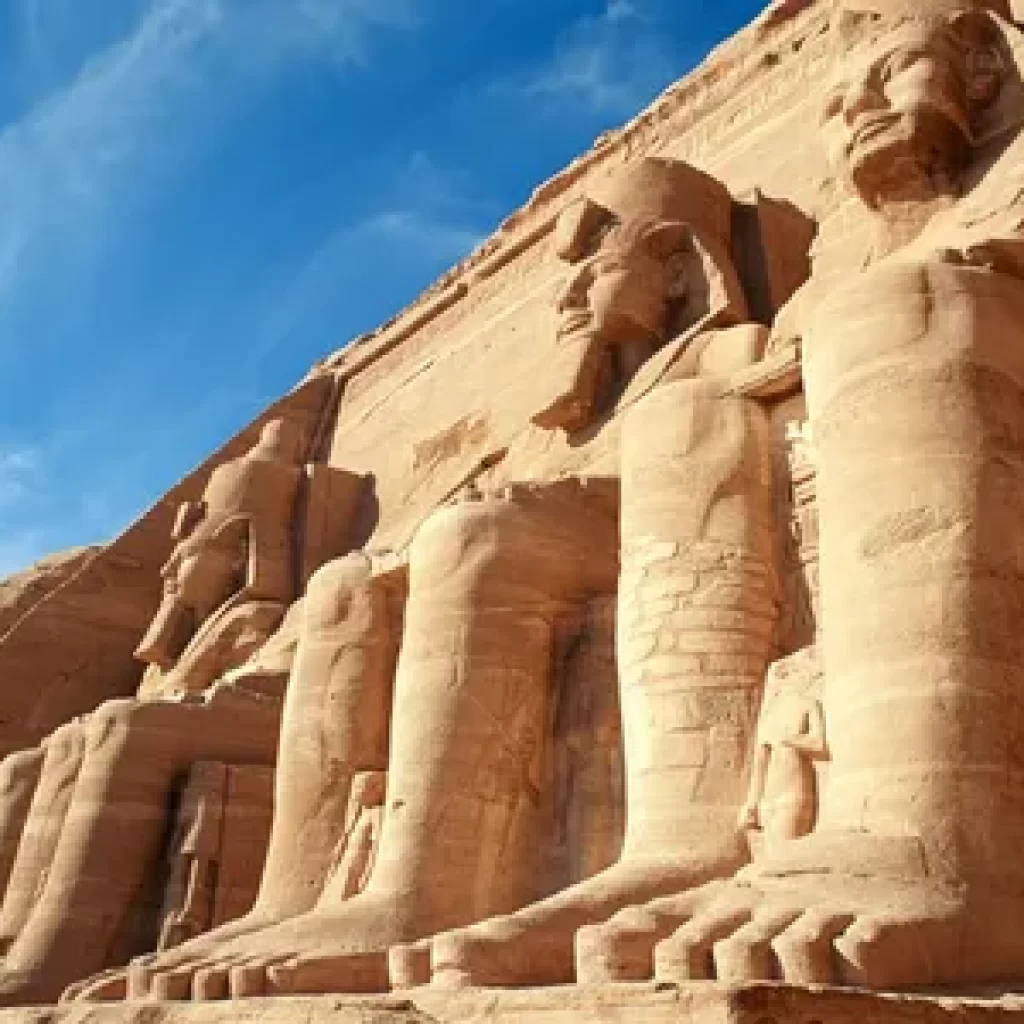 Abu Simbel temples, Nubian Monuments, Ramses II Sanctuary, Aswan High Dam Relocation, Sun Festival Phenomenon, Pharaoh's Divine Statues, Nefertari's Tribute, Egyptian Architectural Wonders, Colossal Sculptures, UNESCO Heritage Site, Nubian Relocation Project