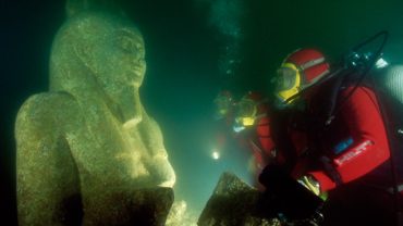 Heracleion, City of Heracleion Alexandria, Ancient Alexandria, Sunken City, Submerged City, Underwater Archaeology, Franck Goddio, Ancient Egyptian Port, Nile Delta, Historical Significance, Archaeological Discovery, Temple of Amun-Gereb, Granite Statues, Trade Routes, Ptolemaic Dynasty, Cleopatra, Greek Influence, Cultural Exchange, Lost City Rediscovery, Maritime Archaeology, Historical Mysteries, Archaeological Expedition, Ancient Maritime Trade, Submerged Ruins, Religious Practices in Ancient Egypt, Ancient Egyptian Artifacts, Cultural Heritage Preservation, Tourist Attraction in Egypt, Scientific Research on Heracleion,